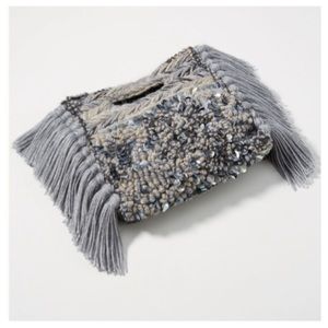 Anthropologie Gray Milo Embellished Clutch NWT